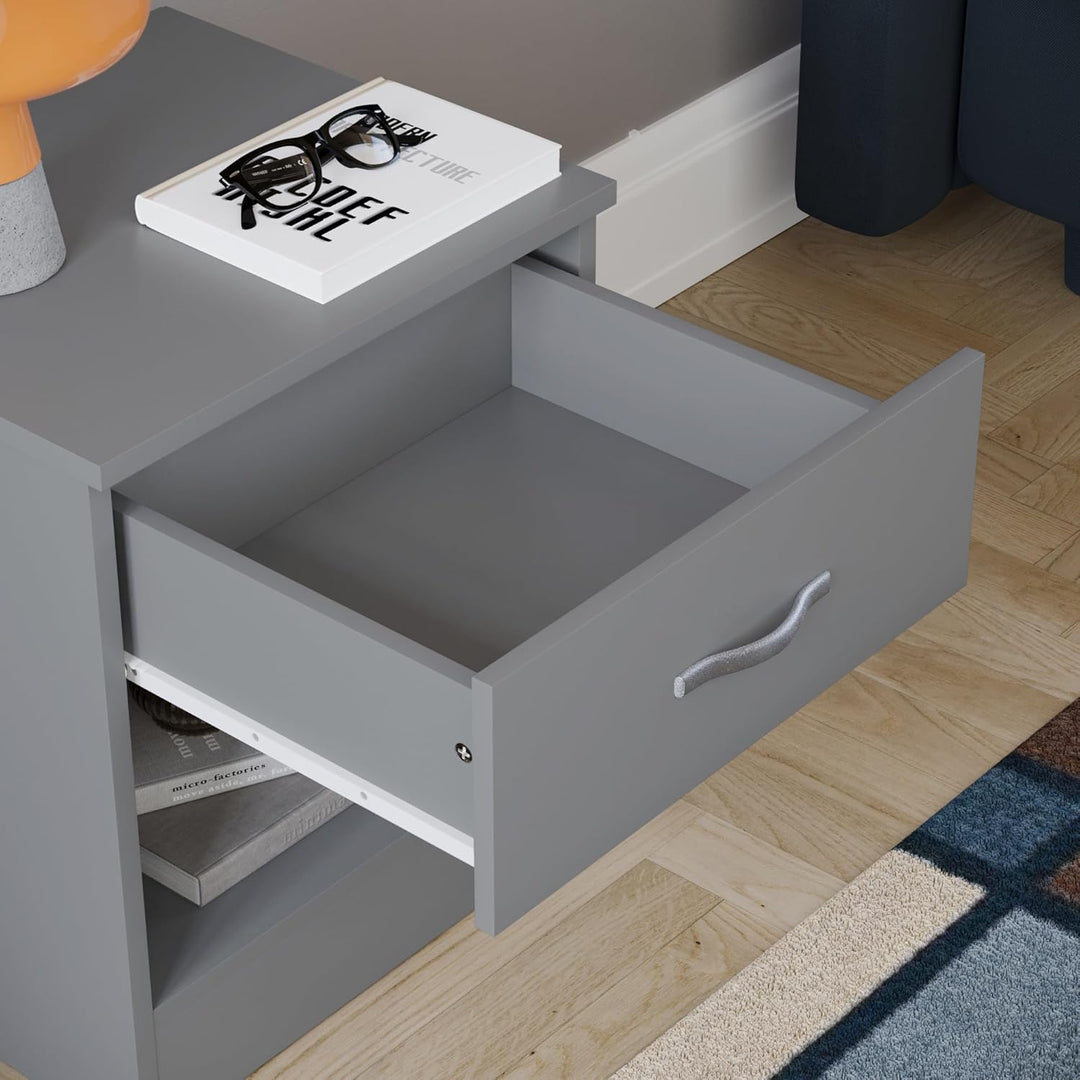 Vida Designs Riano Nachttischkommode, Holzwerkstoff, Grau, H 47 x W 40 x d 36