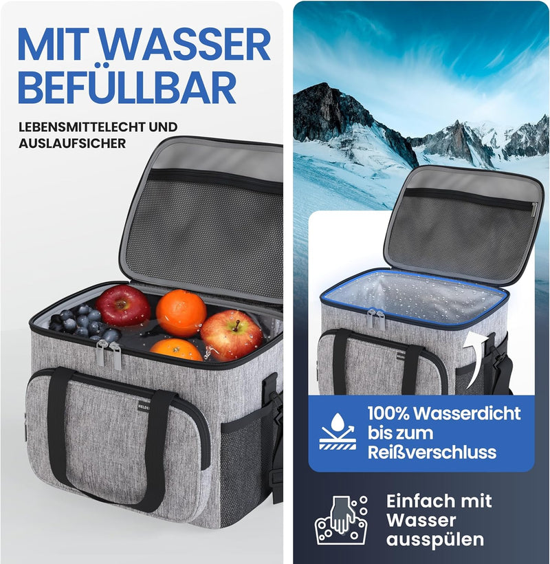 HELDENWERK Kühltasche für Essen & Getränke - Isolierte Thermotasche auslaufsicher & wasserdicht - Fr