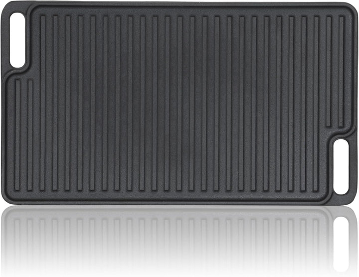 BBQ-Toro Gusseisen Grillplatte mit Griffen | 40 x 23 cm | Wendeplatte, beidseitig verwendbar | Recht