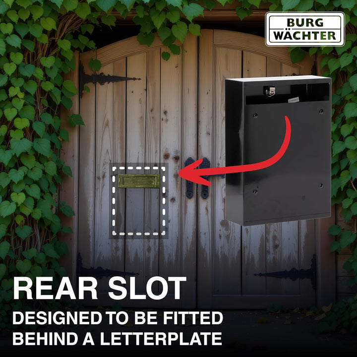 Burg Wächter MB11BK Forth Hintertüre und wandmontierter, abschliessbarer, wetterfester Briefkasten a
