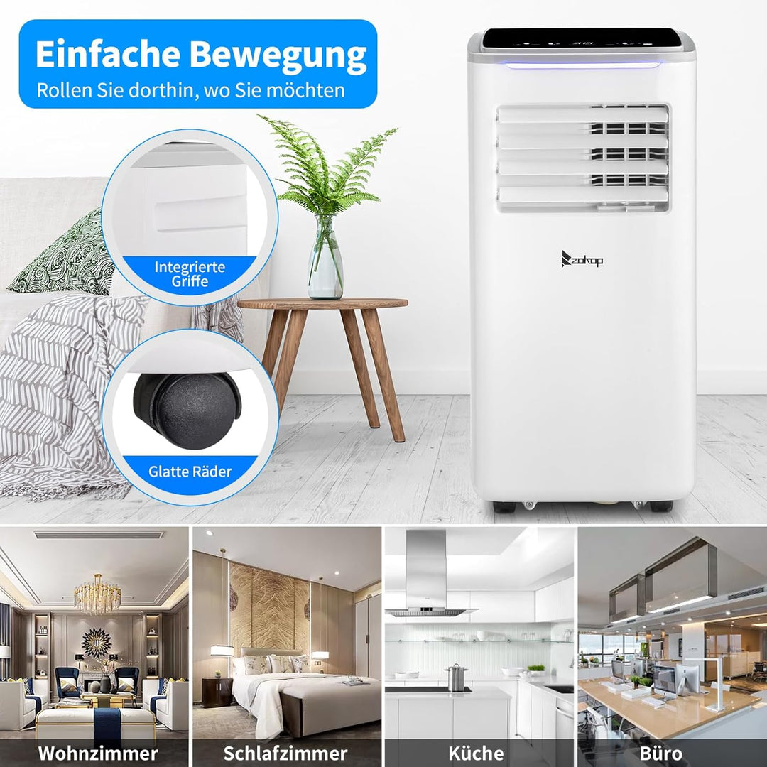 LEADZM Mobile Klimagerät klimaanlage,10000 BTU 1120W, Raumgrösse bis 32 m²,Air Conditioner mit Abluf