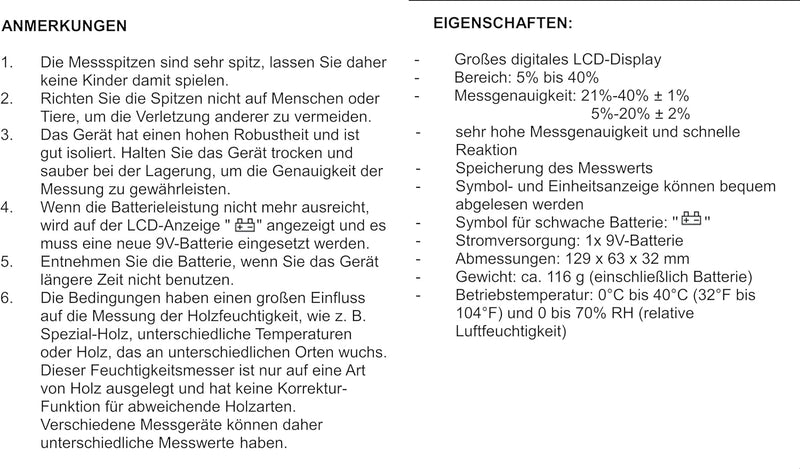 SÄGENSPEZI Holzfeuchte Messgerät FM40 für Brennholz Profi Digital Holzfeuchtemesser Holfeuchtigkeits