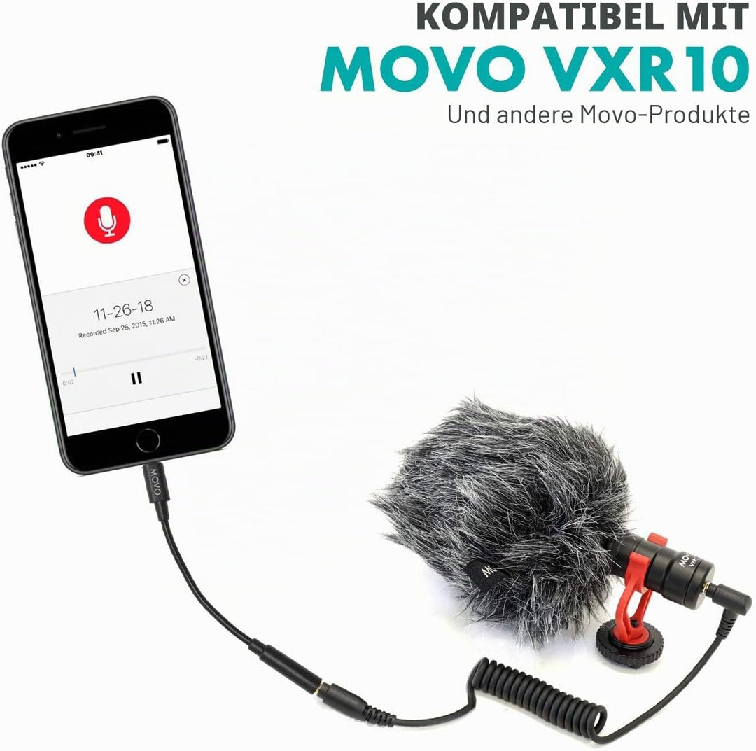 Movo IMA-1 3,5-mm-TRRS-Mikrofonadapterkabel auf Lightning-Anschluss-Dongle, kompatibel mit Apple iPh