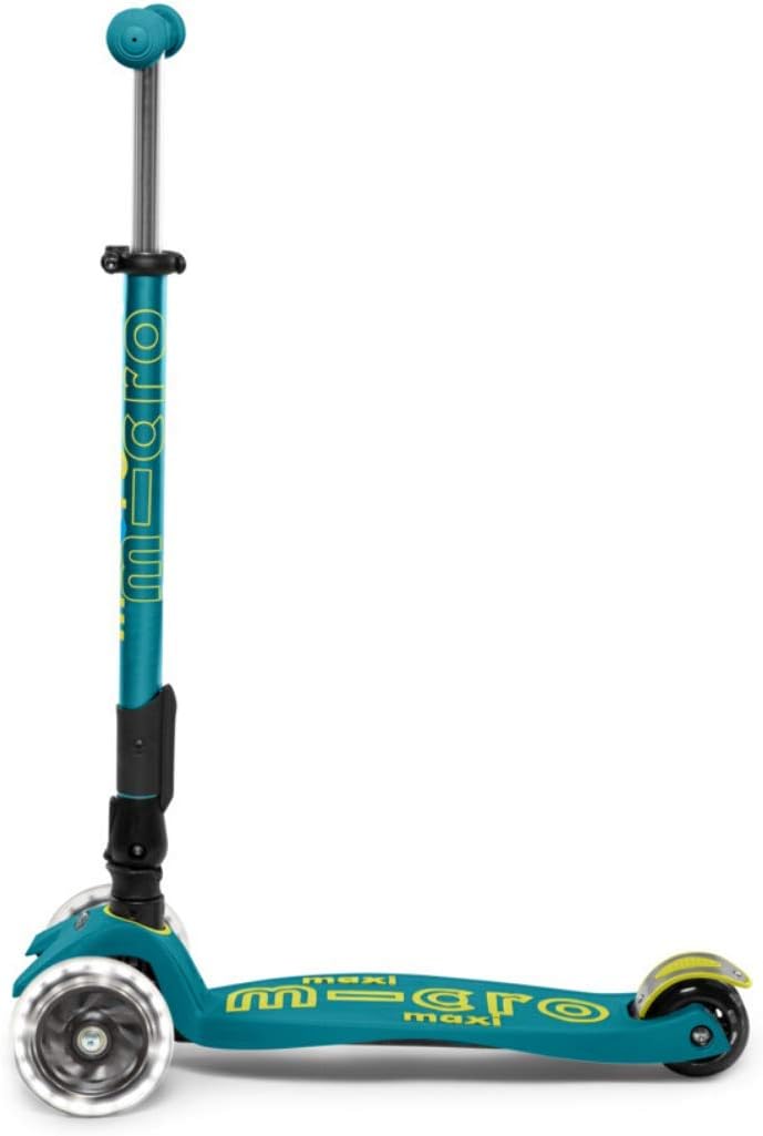 Micro Kickboard – Maxi-Deluxe, faltbarer LED-Scooter mit drei Rädern, Lean-to-Steer, zusammenklappba