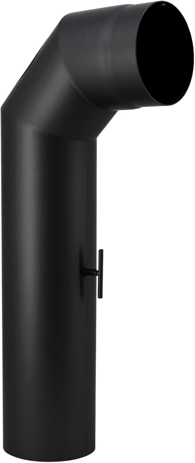 LANZZAS Ofenrohr Set 2x 45° Grad kurz, im Durchmesser, DN Ø 150 mm, Farbe: schwarz-metallic - weiter