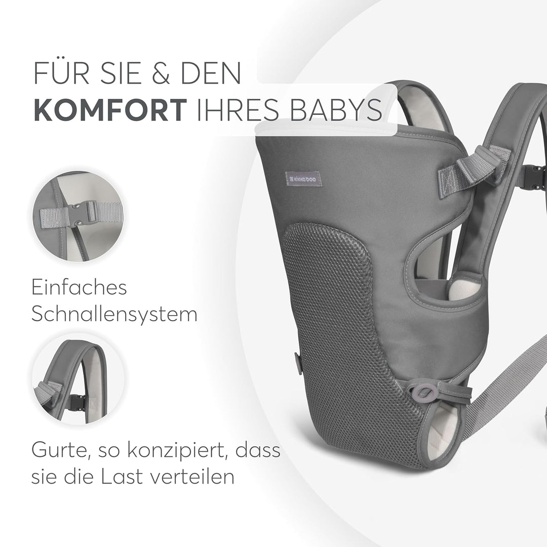 KikkaBoo Babytrage Neugeborenes MYRA, Ab 3 Monaten, Ergonomisch & Bequem, Für Babys bis 9 kg, 3 Trag