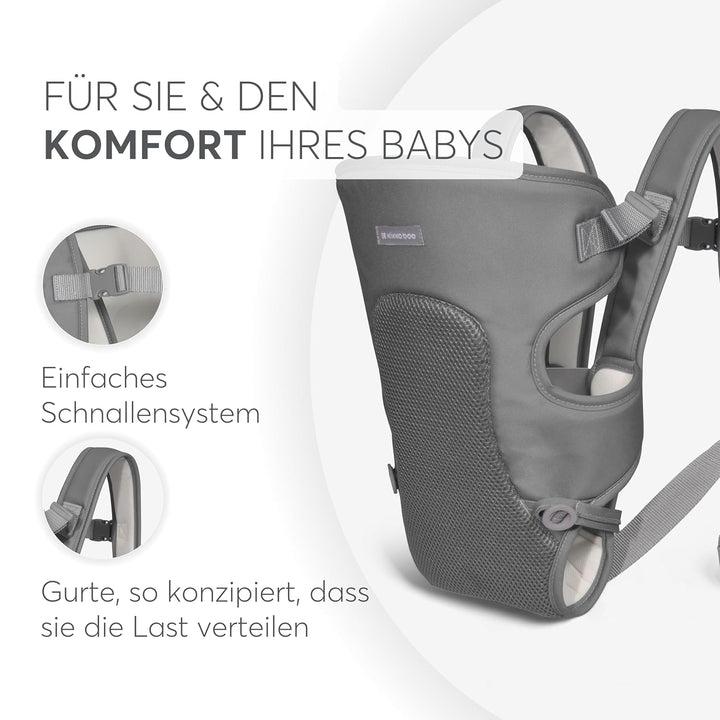 KikkaBoo Babytrage Neugeborenes MYRA, Ab 3 Monaten, Ergonomisch & Bequem, Für Babys bis 9 kg, 3 Trag