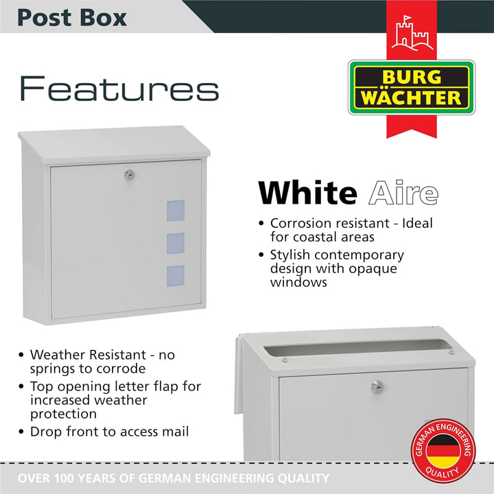 Sterling Aire Briefkasten, aus Stahl, weiss