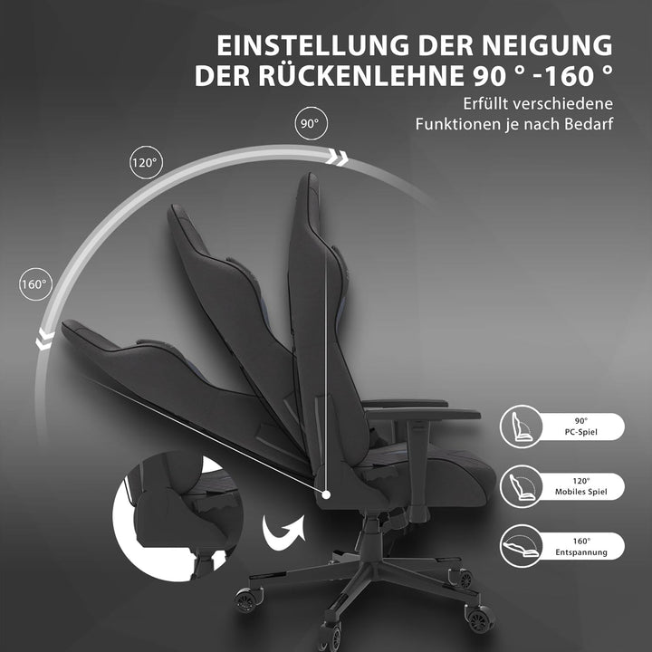 SENSE7 Gaming Stuhl Spellcaster, ergonomischer Gaming Sessel mit verstellbaren Lendenkissen Einstell