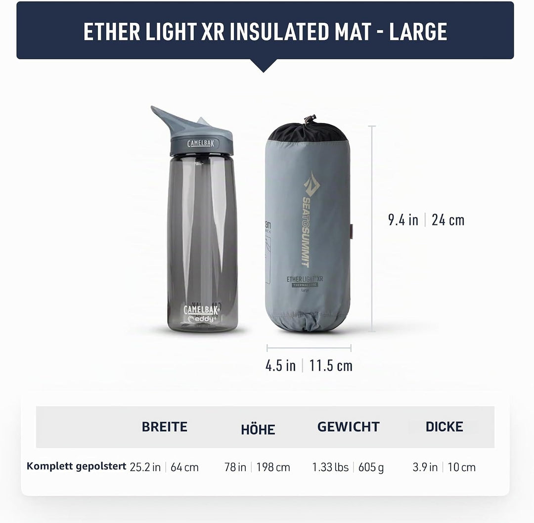 Sea to Summit – Ether Light XR Thermo Luftmatratze Large – ThermalCore Isolierung – Xpress Ventil –
