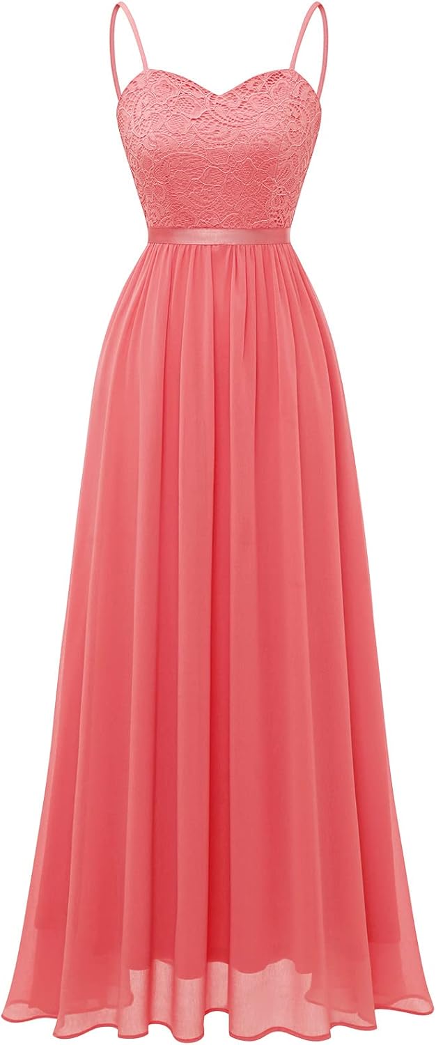 DRESSTELLS Damen Abendkleider Elegant für Hochzeit Brautjungfernkleider Lang Chiffon Brautjungfernkl