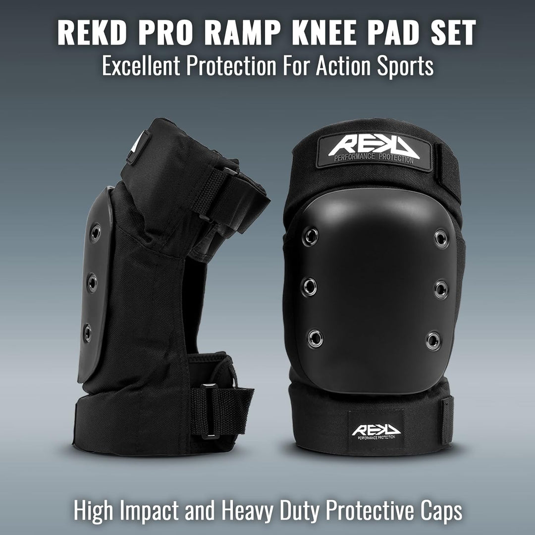 Rekd Pro Ramp Kniepolstern für Skateboard, Unisex, Erwachsene XL Schwarz (Black), XL Schwarz (Black)