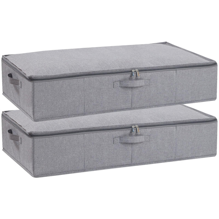 2 Stück Unterbett Aufbewahrungsbox, Faltbare Aufbewahrungsboxen mit Verstärktem Griff und Reissversc