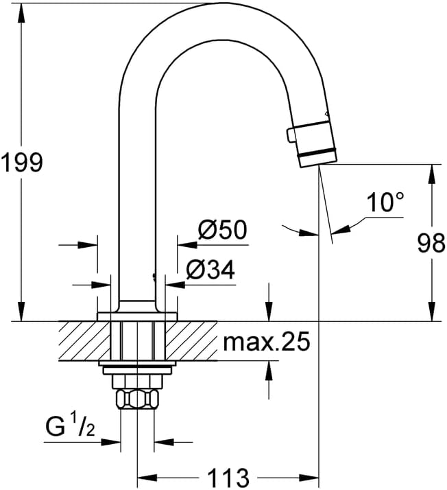 GROHE Universal Waschtisch-Standventil (DN15, C-Auslauf, langlebige Oberfläche), chrom, 20201000, Ch