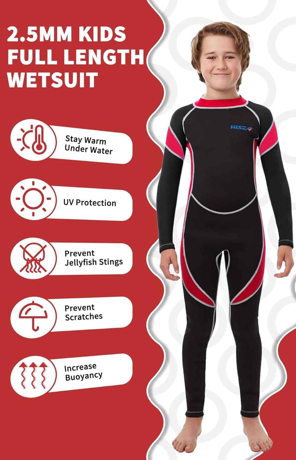 Yikayin Neoprenanzug Kinder, 2.5mm Neoprenanzug Lang Jungen Mädchen Rücken-Reissverschluss, Tauchanz