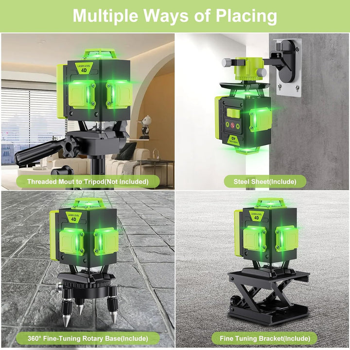 Kreuzlinienlaser Grün 16 Linien Nivellierlaser, 4 x 360 ° Laser wasserwaage, linienlaser kreuzlaser