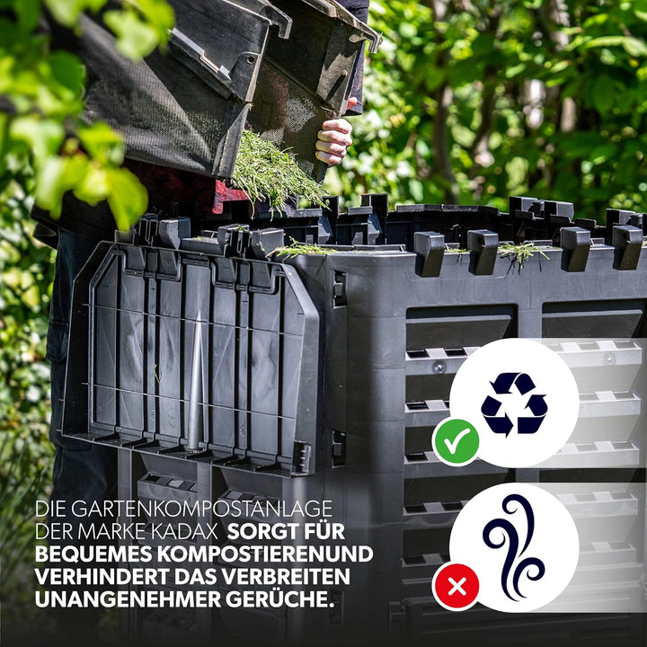 KADAX Komposter, Schwarze Kompostanlage, Schnellkomposter aus Kunststoff, witterungsbeständiger Ther
