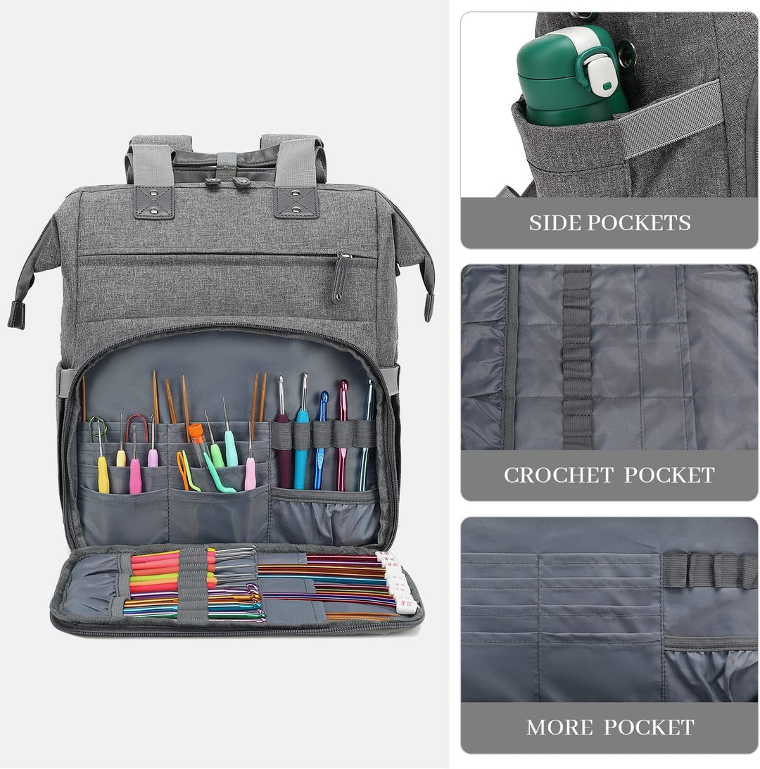 Stricktasche Rucksack, Garnaufbewahrung, Organizer, Reise-Häkeltasche mit USB-Ladeanschluss, grosse