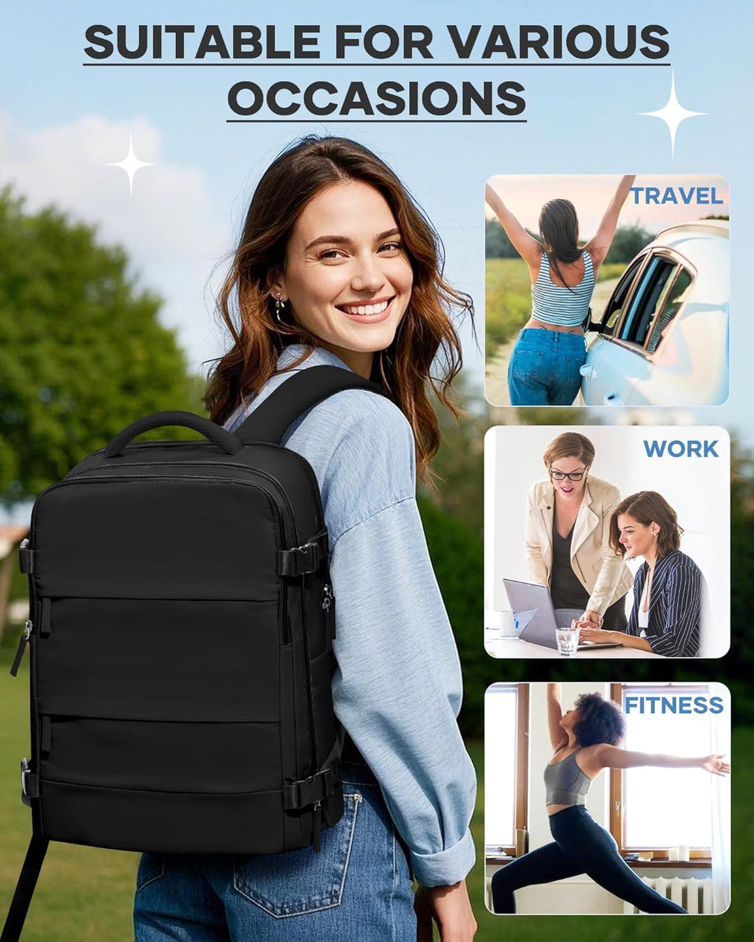 SZSYCN Handgepäck Rucksack 40x20x25 Ryanair Reiserucksack Damen Handgepäck flugzeug Easyjet 45x36x20
