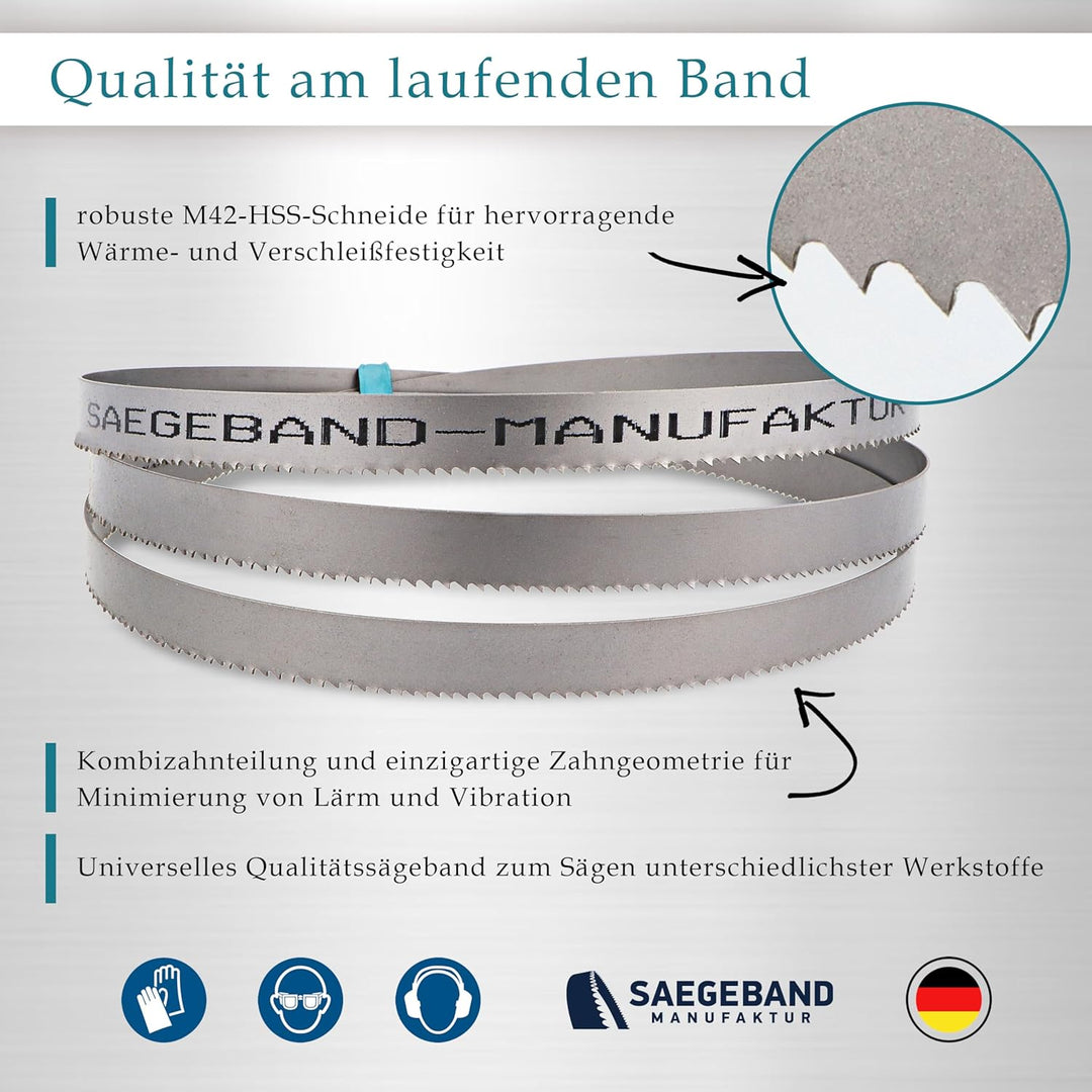 3er Pack Premium M42 HSS Bimetall Sägeband 1620 x 13 x 0,65 mm mit 8/12 ZpZ - Bandsägeblatt - Sägebl