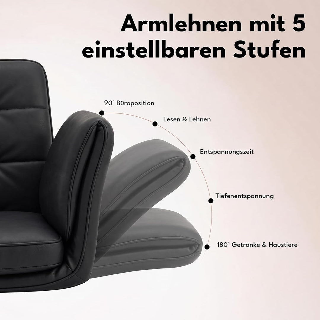 5-Stufen Armlehnen Bürostuhl 150kg, Schneidersitz Stuhl Schwarz, Schwarz