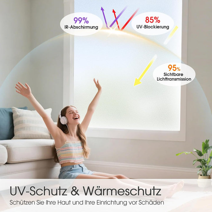 Lifetree Fensterfolie Blickdicht: Milchglasfolie Selbstklebend Fenster Sichtschutzfolie Blickdicht A