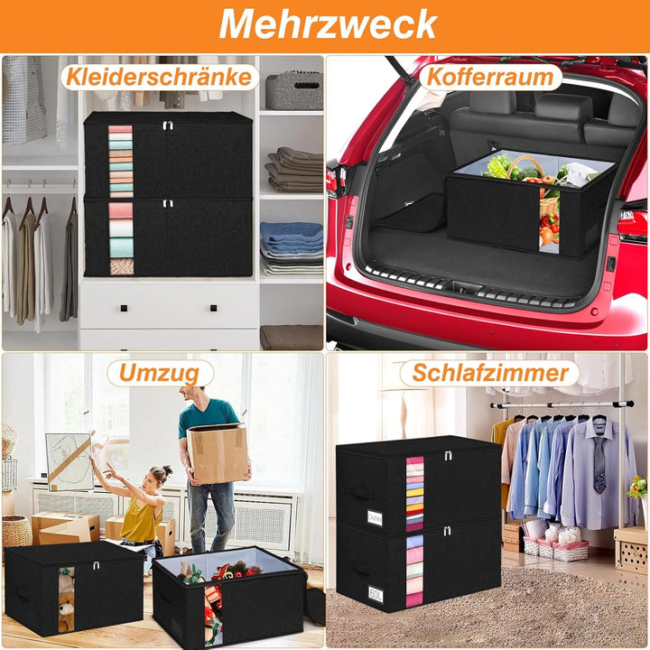 mepure 2 Stück Faltbare Aufbewahrungsbox, 60L Gross Aufbewahrungstasche mit Stabiler Reissverschluss