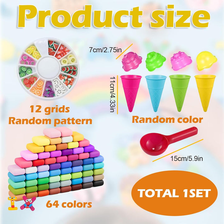 Modelliermasse Set 64 Farben Lufttrocknende Magische Knete Kinder Bastelmasse DIY Zubehör Farbmischu