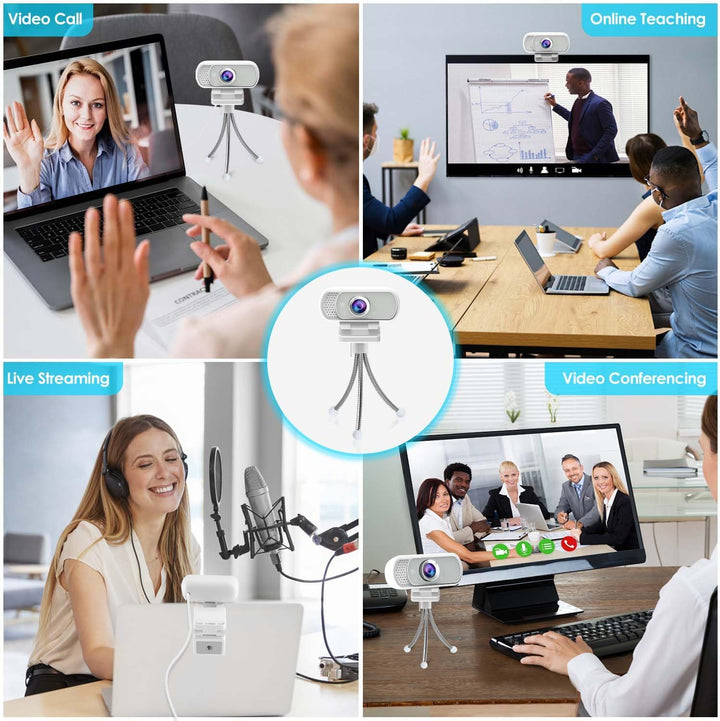 Webcam with Tripod Privacy Shutter: 1080P FHD Web Camera with Mic, Plug & Play USB A USB C Webcam wi