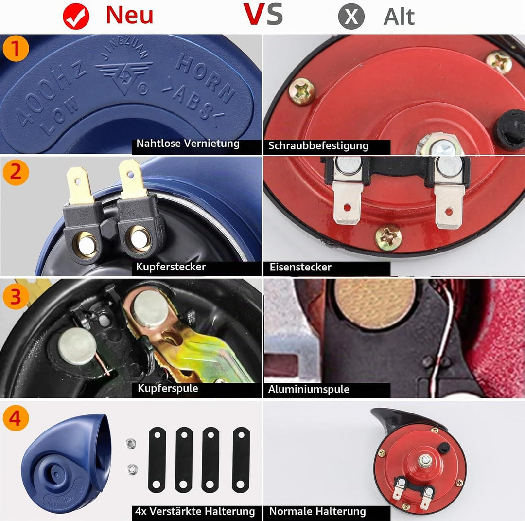 Rupse Hupe Autohupe Laut 120dB Horn Signalhorn für 12v Pkw Lkw Wohnmobile Motorräder Schiffe E-Bikes