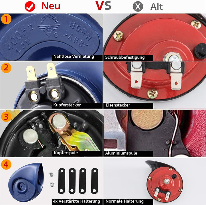 Rupse Hupe Autohupe Laut 120dB Horn Signalhorn für 12v Pkw Lkw Wohnmobile Motorräder Schiffe E-Bikes