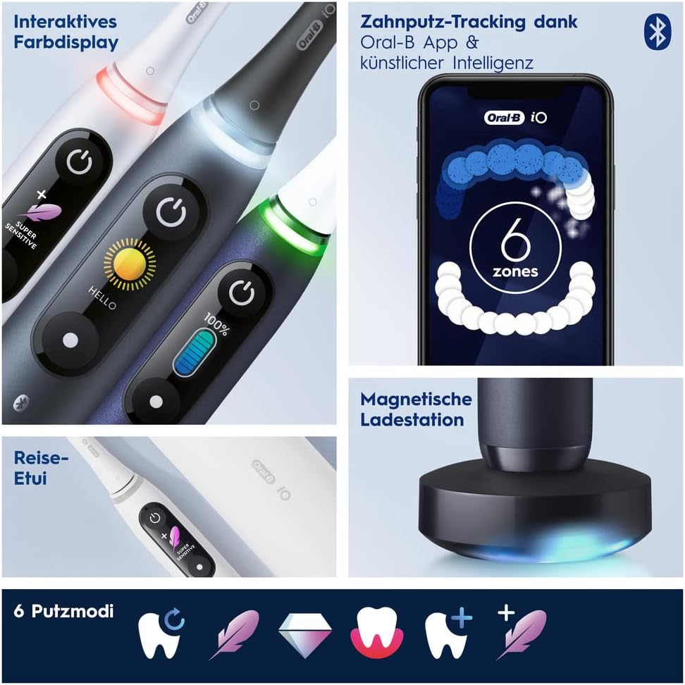 Oral-B iO Series 8 Elektrische Zahnbürste/Electric Toothbrush, 6 Putzmodi für Zahnpflege, Magnet-Tec