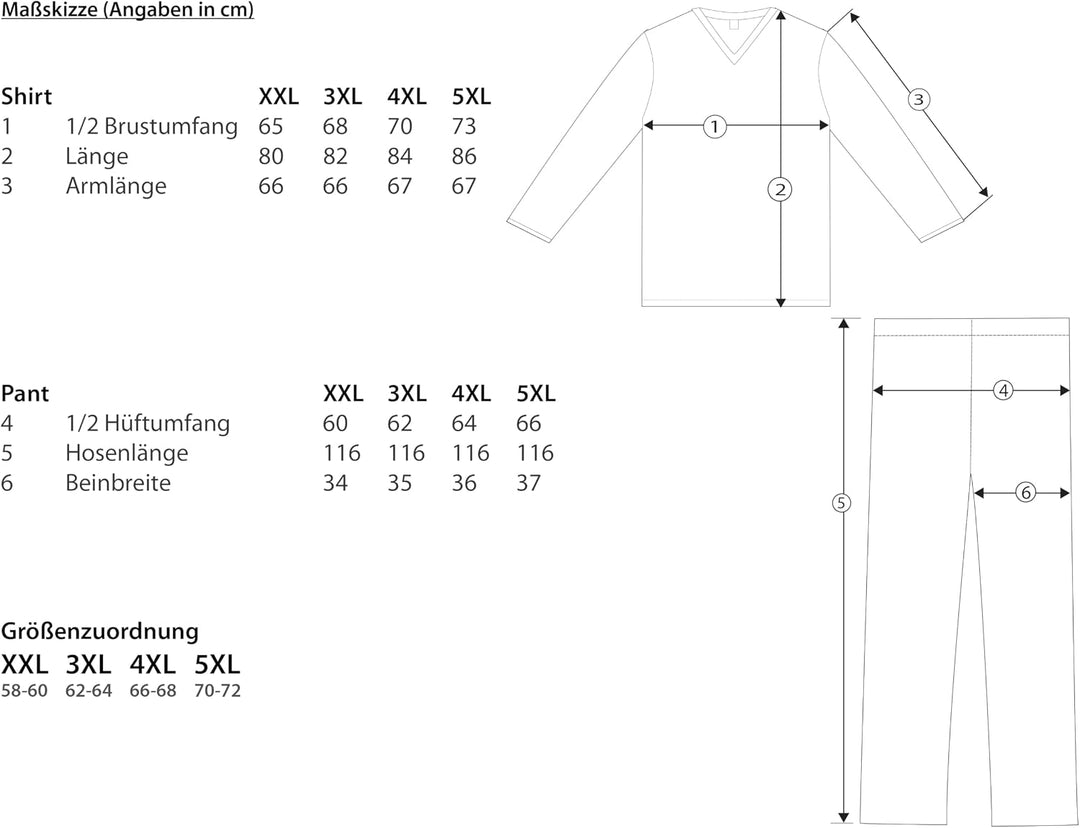 Moonline Schlafanzug Herren lang übergross aus Baumwolle | Pyjama von Grösse XXL bis 6XL, Zweiteiler