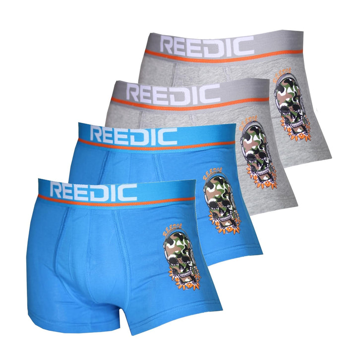 Reedic Herren Boxershorts Baumwolle mit Totenkopf-Motiv im 4er Pack M Je 4x Surprise Color Mix, M Je