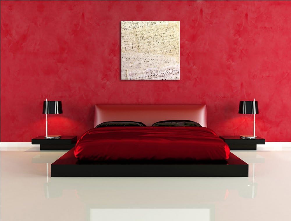 schöne alte Notenblätter, Format: 70x70 auf Leinwand, XXL riesige Bilder fertig gerahmt mit Keilrahm