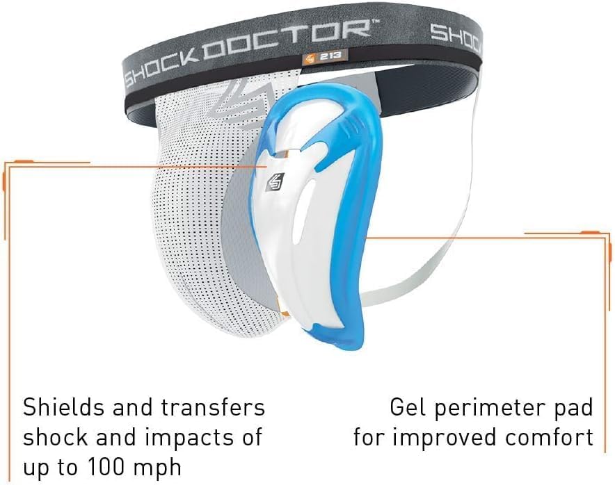 ShockDoctor Herren Tiefschutz Suspensorium mit Bioflex Cup L Weiss (White) Single, L Weiß (Whit