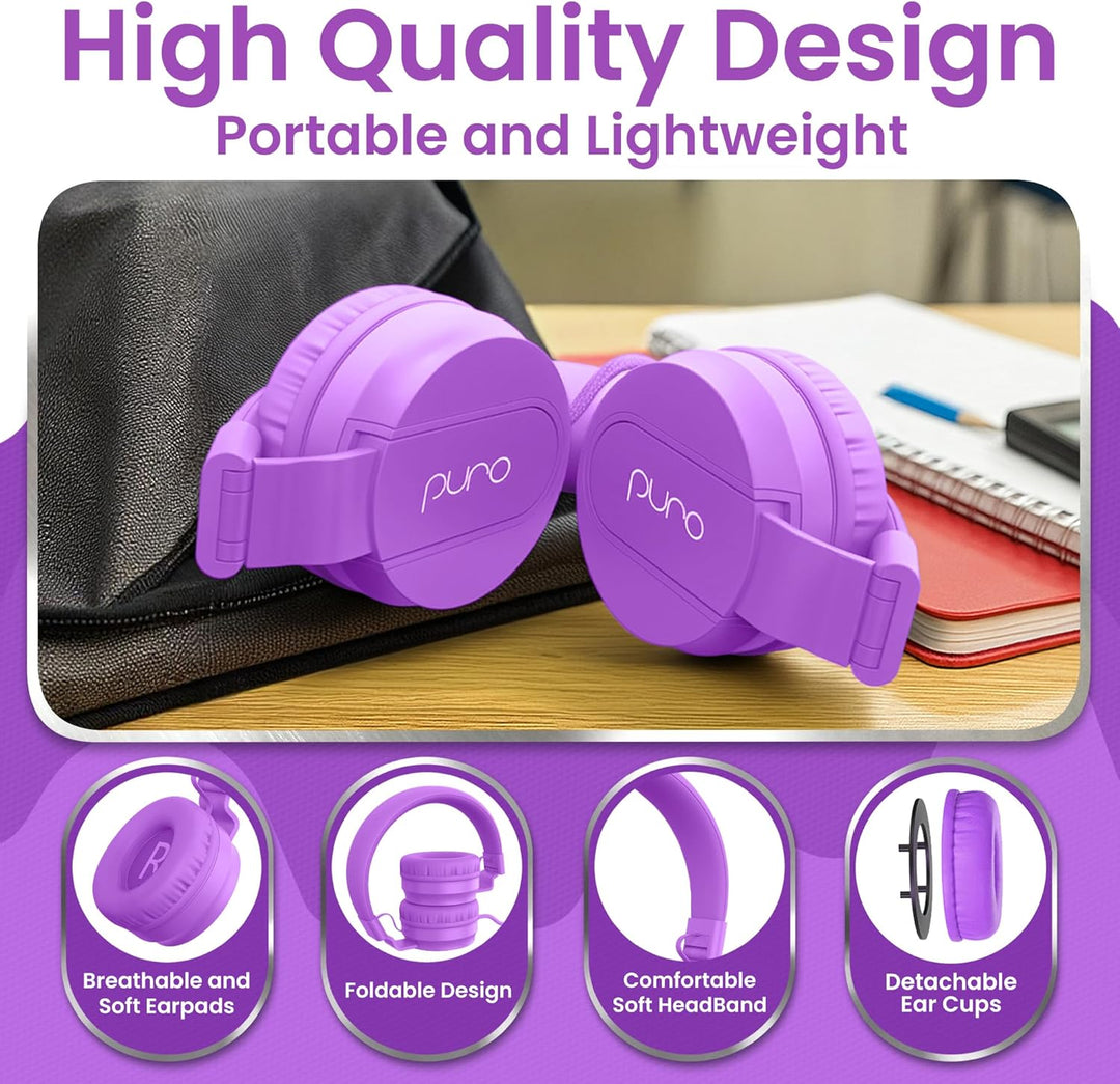 Puro Sound Labs PuroBasic Volume Limiting Wired Headphones for Kids, Boys, Girls 2+ Foldable & Adjus