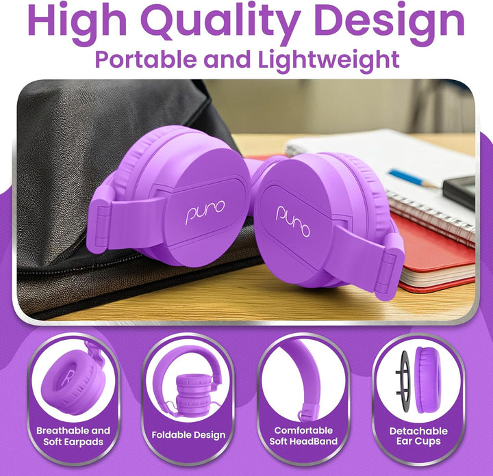 Puro Sound Labs PuroBasic Volume Limiting Wired Headphones for Kids, Boys, Girls 2+ Foldable & Adjus