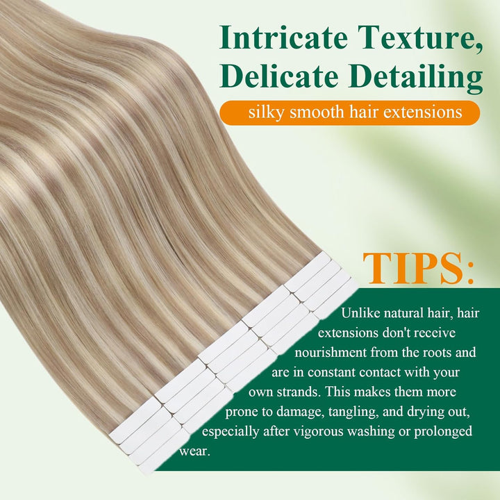 Easyouth Echthaar Extensions Tape in Blond Extensions Tape in Echthaar Remy Glatt Tape Extensions Ec