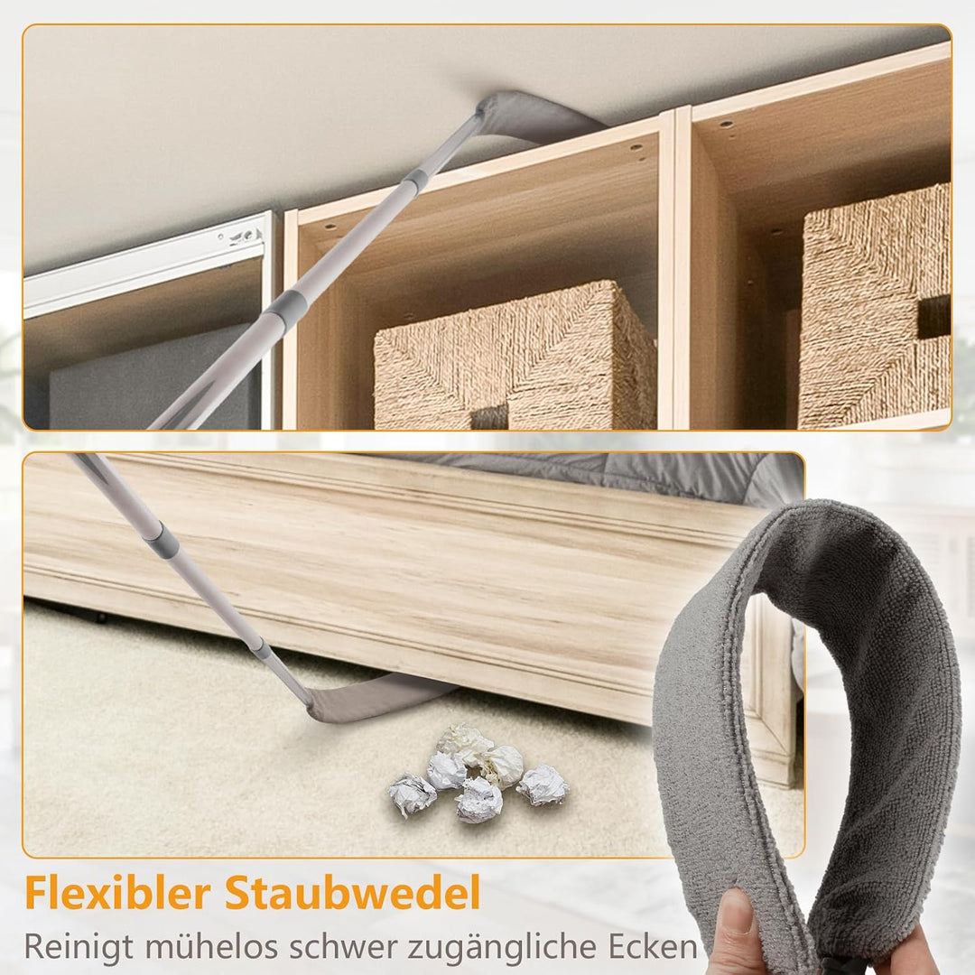 Terafeels 310 cm 5 Stück Staubwedel Lang Teleskop Waschbar, mit 1 Biegbare Eckbesen und 1 Chenille S