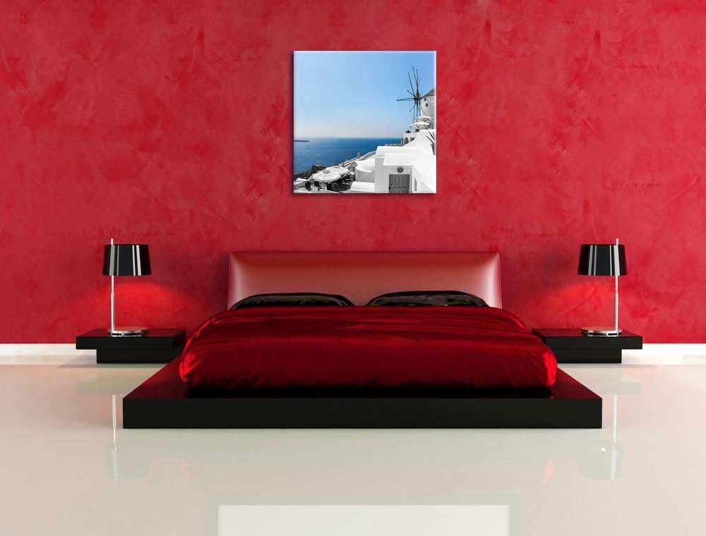 Pixxprint Club Kalimera Kriti in Kreta schwarz/weiss, Format: 70x70 als Leinwandbild, 70x70