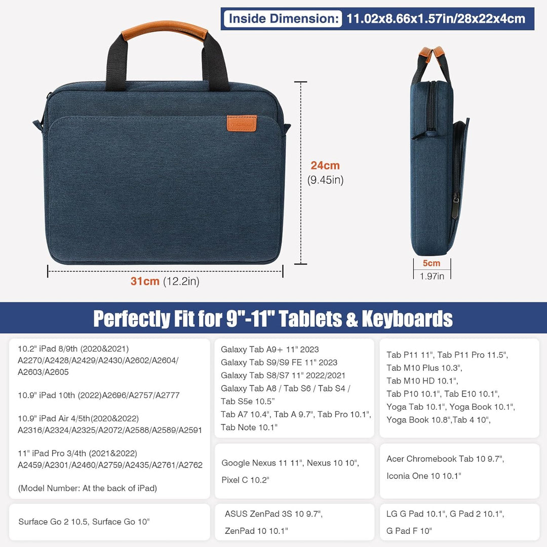 MoKo 9-11" Tablet Tasche Hülle, Schutztasche mit Schultergurt für iPad Pro 11 M2 2022-2018/iPad 10.