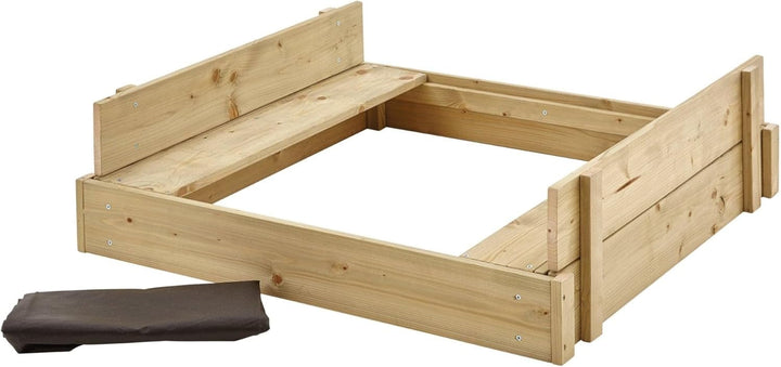 TP TP292 Sandpit Toys Holzsandkasten mit Deckel, Zentimeter, FSC-zertifiziertes Holz, Holzdeckel ver