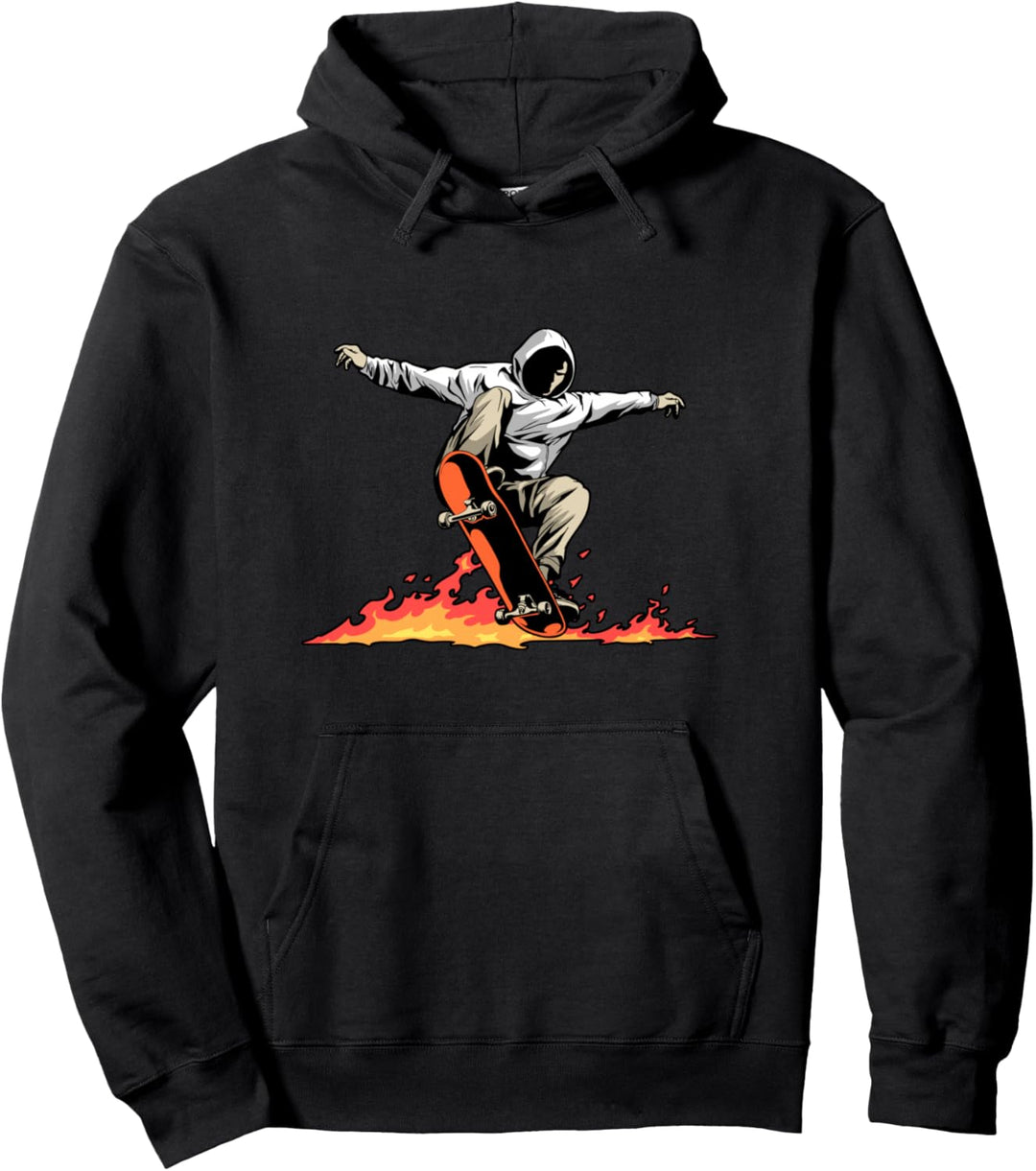 Skateboard Skateboarder Halfpipe Geschenk - Skater Flammen Pullover Hoodie