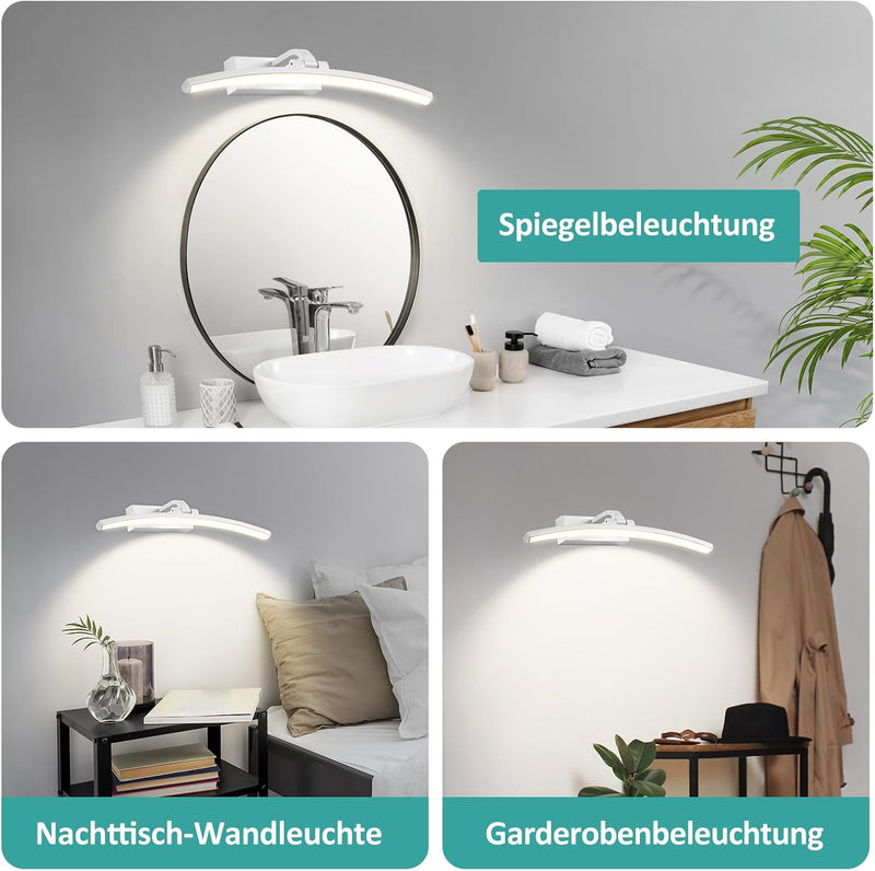 EMKE LED Spiegelleuchte Spiegellampen für das Bad Spiegelleuchte Badezimmer 40cm, 180° Drehbar Wandl