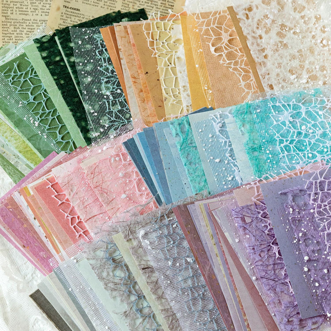 156 Blatt strukturiertes Scrapbook-Papier und Mesh-Gewebe sortiertes Set, 6er-Pack gemischtes Spezia