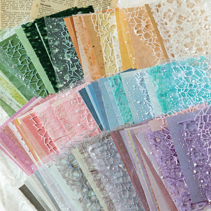 156 Blatt strukturiertes Scrapbook-Papier und Mesh-Gewebe sortiertes Set, 6er-Pack gemischtes Spezia