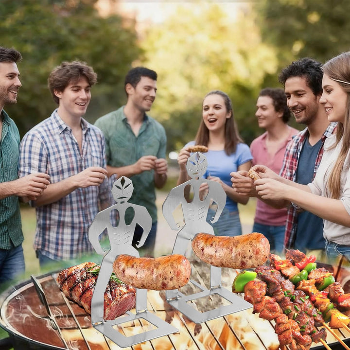 Generisch 4 Stück Grillwursthalter Aus Edelstahl, Wurst Grillständer, Witzige Geschenke Grill Gadget