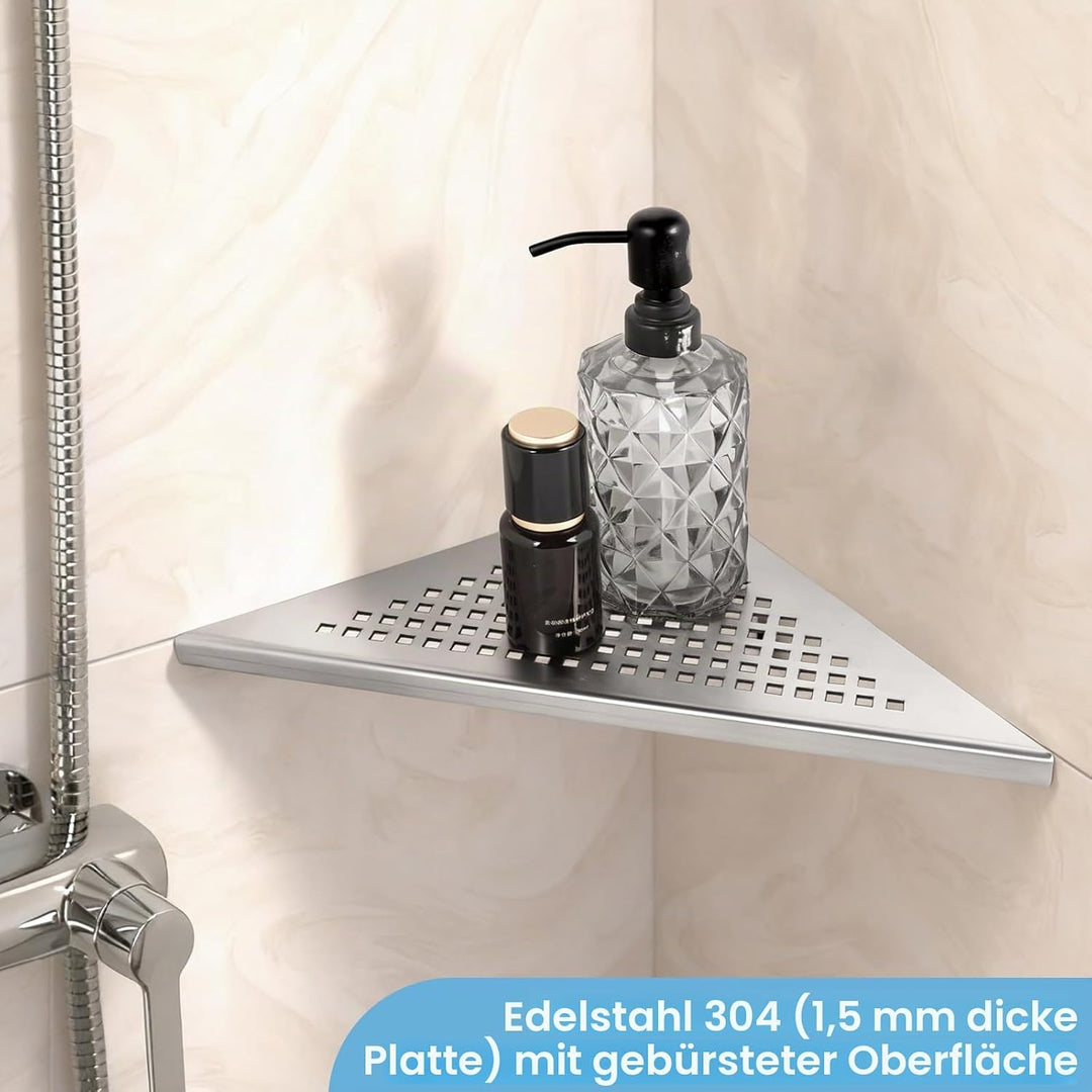 1 Stück Ecke-Duschablage Edelstahl 304 Badezimmerregal ohne Bohren Eckablage Duschablage mit Gitterd