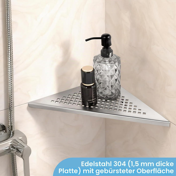 1 Stück Ecke-Duschablage Edelstahl 304 Badezimmerregal ohne Bohren Eckablage Duschablage mit Gitterd